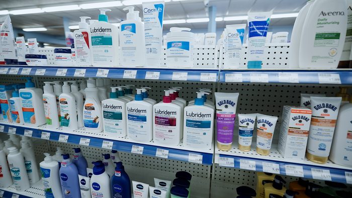 CeraVe, Lubriderm, Aveeno and other lotion brands on the shelf