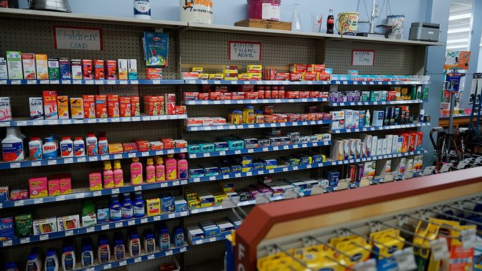 Over-the-counter medicines: Tylenol, Advil, children's cold and flu
