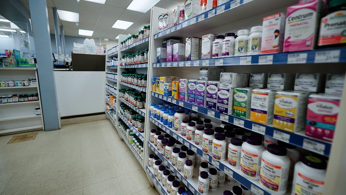 Vitamins and supplements aisle
